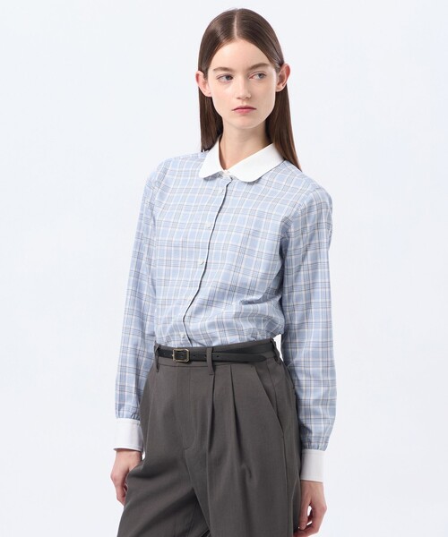 MACKINTOSH PHILOSOPHY(マッキントッシュ フィロソフィー)の「ラウンドカラーベーシックシャツ(シャツ/ブラウス・レディース・ベージュ/ライトブルー/ブルー系その他2・36/38)」の3枚目の写真