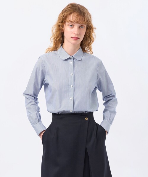 MACKINTOSH PHILOSOPHY(マッキントッシュ フィロソフィー)の「ラウンドカラーベーシックシャツ(シャツ/ブラウス・レディース・ベージュ/ライトブルー/ブルー系その他2・36/38)」の2枚目の写真