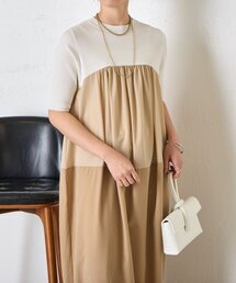Jena espace merveilleux | 【体型カバー◎】バイカラー切替ワンピース(ワンピース)