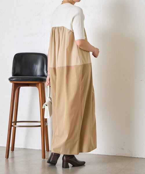 Jena espace merveilleux(ジェナ エスパスメルヴェイユ)の「【体型カバー◎】バイカラー切替ワンピース(ワンピース・レディース・ベージュ/ネイビー・FREE)」の6枚目の写真