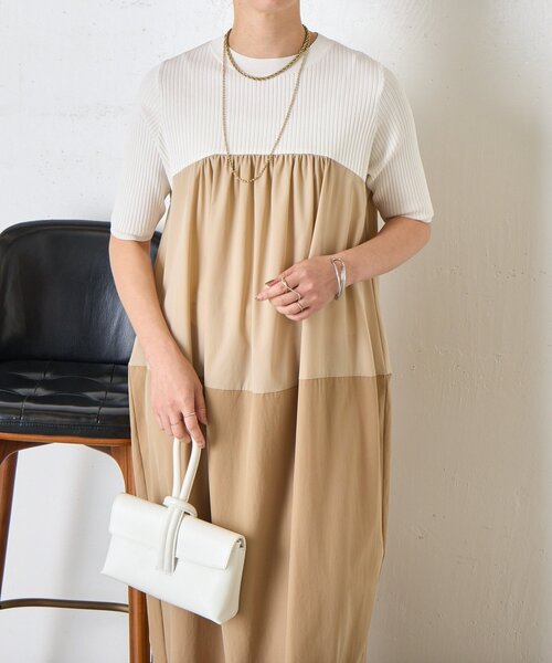 Jena espace merveilleux(ジェナ エスパスメルヴェイユ)の「【体型カバー◎】バイカラー切替ワンピース(ワンピース・レディース・ベージュ/ネイビー・FREE)」の8枚目の写真