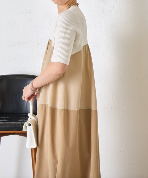 Jena espace merveilleux(ジェナ エスパスメルヴェイユ)の「【体型カバー◎】バイカラー切替ワンピース(ワンピース・レディース・ベージュ/ネイビー・FREE)」の10枚目の写真