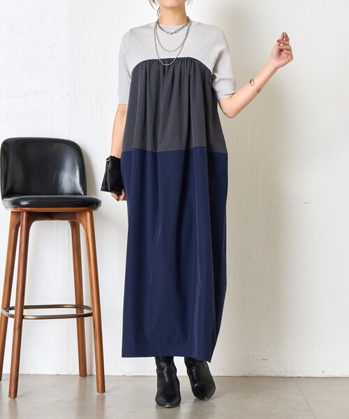 Jena espace merveilleux(ジェナ エスパスメルヴェイユ)の「【体型カバー◎】バイカラー切替ワンピース(ワンピース・レディース・ベージュ/ネイビー・FREE)」の13枚目の写真