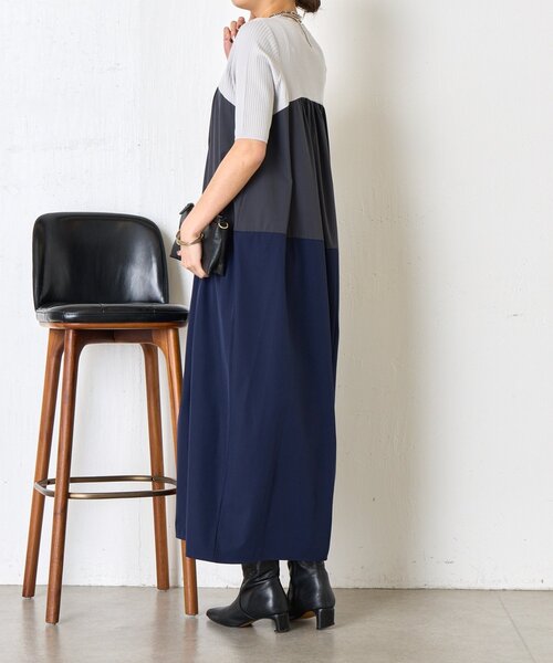 Jena espace merveilleux(ジェナ エスパスメルヴェイユ)の「【体型カバー◎】バイカラー切替ワンピース(ワンピース・レディース・ベージュ/ネイビー・FREE)」の15枚目の写真