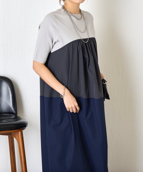 Jena espace merveilleux(ジェナ エスパスメルヴェイユ)の「【体型カバー◎】バイカラー切替ワンピース(ワンピース・レディース・ベージュ/ネイビー・FREE)」の17枚目の写真