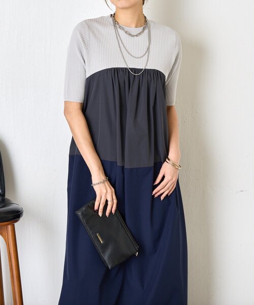 Jena espace merveilleux(ジェナ エスパスメルヴェイユ)の「【体型カバー◎】バイカラー切替ワンピース(ワンピース・レディース・ベージュ/ネイビー・FREE)」の18枚目の写真