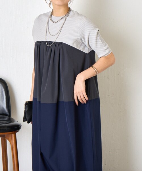 Jena espace merveilleux(ジェナ エスパスメルヴェイユ)の「【体型カバー◎】バイカラー切替ワンピース(ワンピース・レディース・ベージュ/ネイビー・FREE)」の19枚目の写真