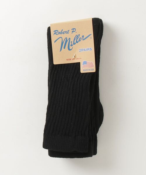 MILLER(ミラー)の「R.P.miller/ミラー USA ブランドロゴソックス 2P 2026年 夏 夏服(ソックス/靴下・メンズ・ブラック/ホワイト・25-28)」の2枚目の写真