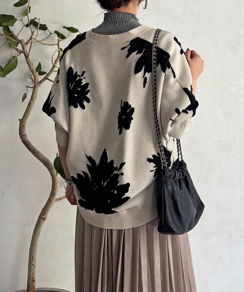 un dix cors（アンディコール）の「花柄カーディガン（カーディガン/ボレロ・レディース・ホワイト系その他/ブラック/グレー・FREE）」の12枚目の写真