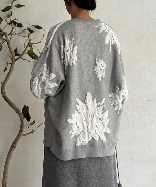 un dix cors（アンディコール）の「花柄カーディガン（カーディガン/ボレロ・レディース・ホワイト系その他/ブラック/グレー・FREE）」の4枚目の写真