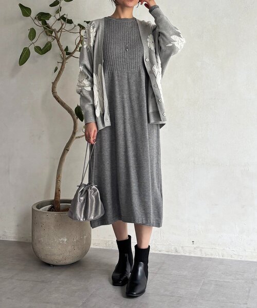 un dix cors（アンディコール）の「花柄カーディガン（カーディガン/ボレロ・レディース・ホワイト系その他/ブラック/グレー・FREE）」の5枚目の写真