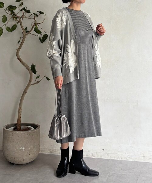 un dix cors（アンディコール）の「花柄カーディガン（カーディガン/ボレロ・レディース・ホワイト系その他/ブラック/グレー・FREE）」の7枚目の写真