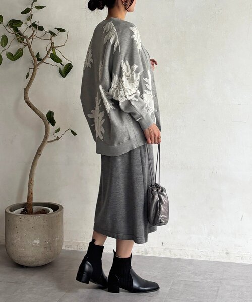 un dix cors（アンディコール）の「花柄カーディガン（カーディガン/ボレロ・レディース・ホワイト系その他/ブラック/グレー・FREE）」の8枚目の写真