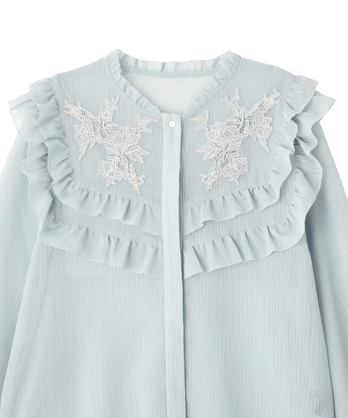 YECCA VECCA（イェッカヴェッカ）の「ラッフルレースブラウス（シャツ/ブラウス・レディース・ミント/ストライプ/ブラック・FREE）」の13枚目の写真