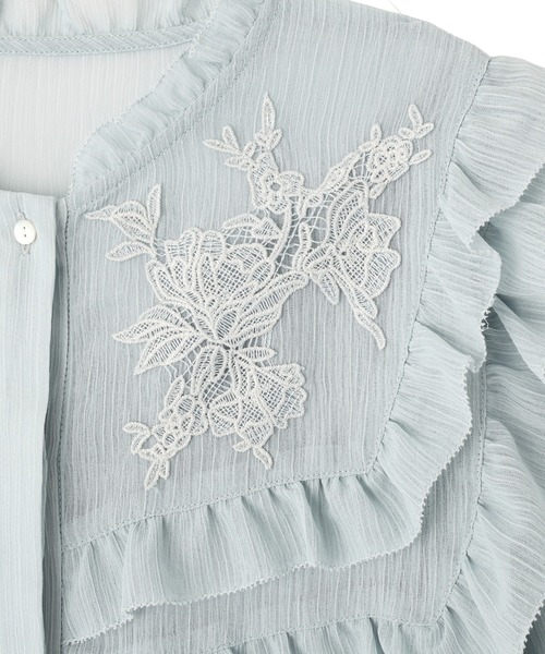 YECCA VECCA（イェッカヴェッカ）の「ラッフルレースブラウス（シャツ/ブラウス・レディース・ミント/ストライプ/ブラック・FREE）」の16枚目の写真