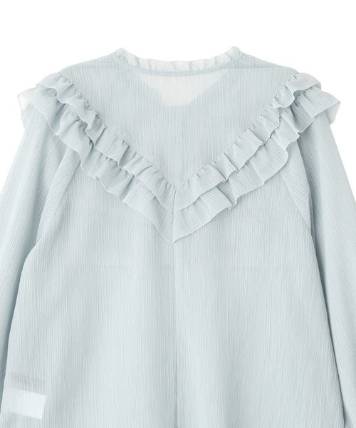 YECCA VECCA（イェッカヴェッカ）の「ラッフルレースブラウス（シャツ/ブラウス・レディース・ミント/ストライプ/ブラック・FREE）」の14枚目の写真