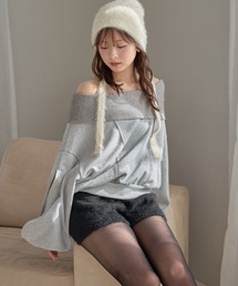 mideal | rib design sweatshirt off shoulder / リブデザインスウェットオフショルダー(スウェット)