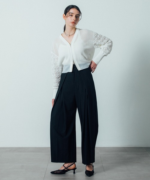 CITY TOKYO（シティトウキョウ）の「【CITY TOKYO/シティートウキョウ】Lace Sleeve Zip Cardigan（カーディガン/ボレロ・レディース・ブラック/ホワイト・FREE）」の17枚目の写真