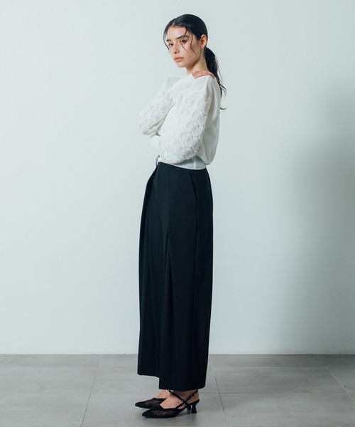 CITY TOKYO（シティトウキョウ）の「【CITY TOKYO/シティートウキョウ】Lace Sleeve Zip Cardigan（カーディガン/ボレロ・レディース・ブラック/ホワイト・FREE）」の4枚目の写真