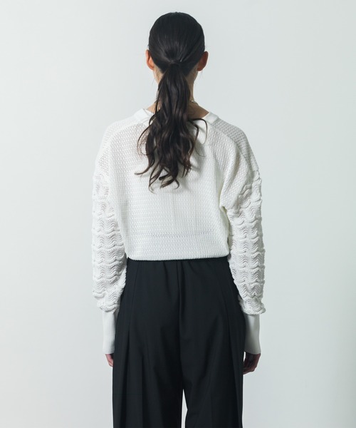 CITY TOKYO（シティトウキョウ）の「【CITY TOKYO/シティートウキョウ】Lace Sleeve Zip Cardigan（カーディガン/ボレロ・レディース・ブラック/ホワイト・FREE）」の9枚目の写真