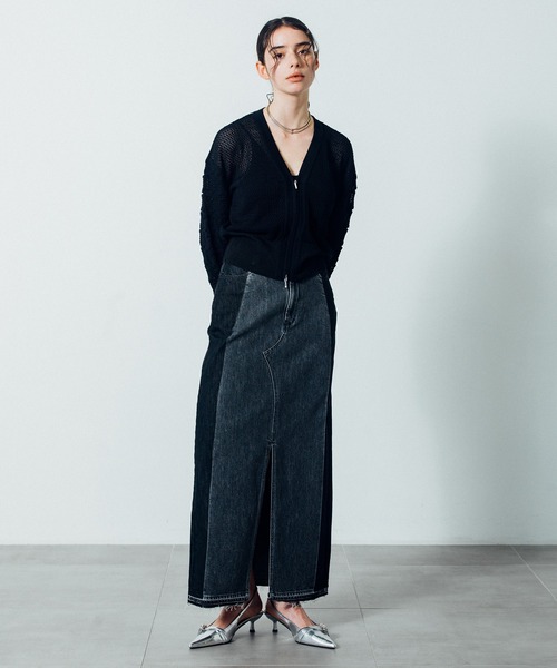 CITY TOKYO（シティトウキョウ）の「【CITY TOKYO/シティートウキョウ】Lace Sleeve Zip Cardigan（カーディガン/ボレロ・レディース・ブラック/ホワイト・FREE）」の10枚目の写真