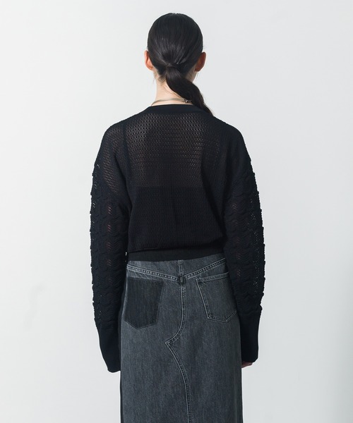 CITY TOKYO（シティトウキョウ）の「【CITY TOKYO/シティートウキョウ】Lace Sleeve Zip Cardigan（カーディガン/ボレロ・レディース・ブラック/ホワイト・FREE）」の16枚目の写真