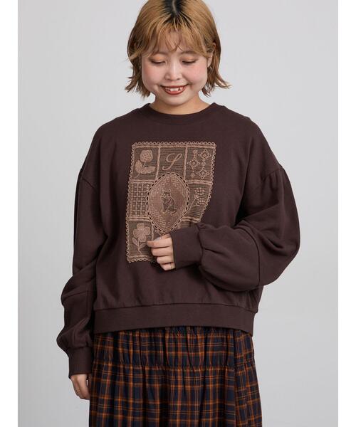 Samansa Mos2(サマンサ モスモス)の「裏毛CAT柄パーツレース付スウェット(Tシャツ/カットソー・レディース・ミント/グレー/オフホワイト/ブラウン/ブルー/チャコールグレー・F)」の14枚目の写真