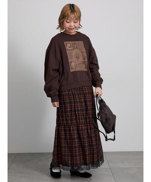 Samansa Mos2(サマンサ モスモス)の「裏毛CAT柄パーツレース付スウェット(Tシャツ/カットソー・レディース・ミント/グレー/オフホワイト/ブラウン/ブルー/チャコールグレー・F)」の20枚目の写真