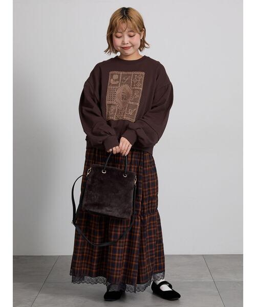 Samansa Mos2(サマンサ モスモス)の「裏毛CAT柄パーツレース付スウェット(Tシャツ/カットソー・レディース・ミント/グレー/オフホワイト/ブラウン/ブルー/チャコールグレー・F)」の22枚目の写真