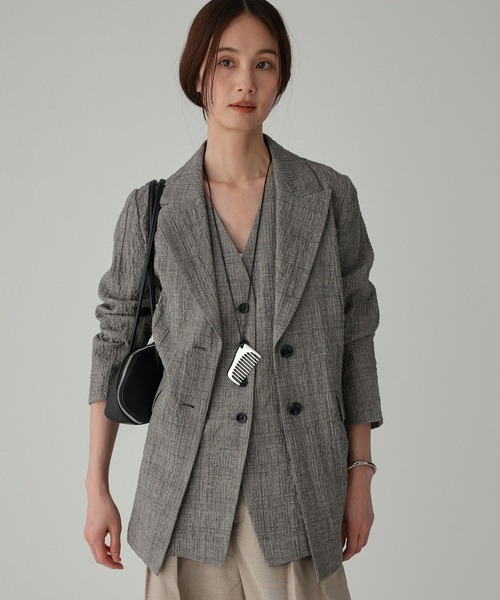 BABYLONE（バビロン）の「クレープリネンジャケット（テーラードジャケット・レディース・ブラック・フリー）」の14枚目の写真