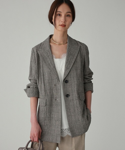 BABYLONE（バビロン）の「クレープリネンジャケット（テーラードジャケット・レディース・ブラック・フリー）」の17枚目の写真