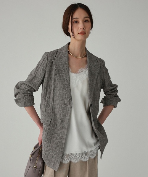 BABYLONE（バビロン）の「クレープリネンジャケット（テーラードジャケット・レディース・ブラック・フリー）」の18枚目の写真