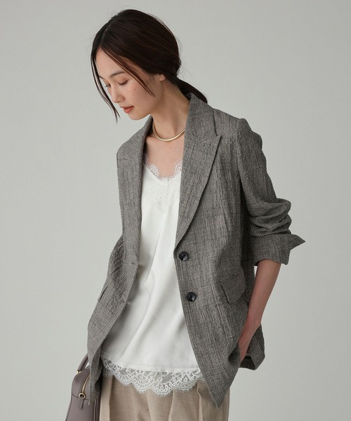 BABYLONE（バビロン）の「クレープリネンジャケット（テーラードジャケット・レディース・ブラック・フリー）」の19枚目の写真