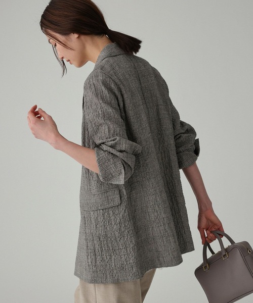 BABYLONE（バビロン）の「クレープリネンジャケット（テーラードジャケット・レディース・ブラック・フリー）」の20枚目の写真