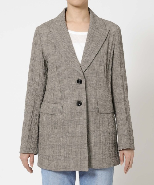 BABYLONE（バビロン）の「クレープリネンジャケット（テーラードジャケット・レディース・ブラック・フリー）」の2枚目の写真