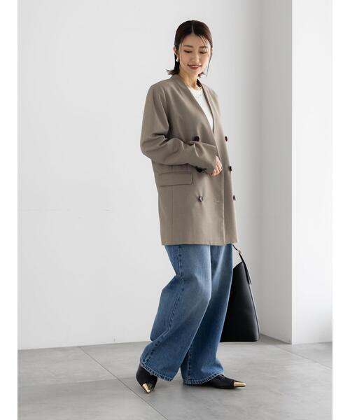Te chichi（テチチ）の「ノーカラーダブルブレストジャケット（ノーカラージャケット・レディース・ベージュ/ネイビー・F）」の10枚目の写真