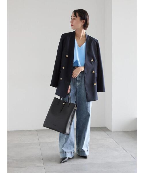 Te chichi（テチチ）の「ノーカラーダブルブレストジャケット（ノーカラージャケット・レディース・ベージュ/ネイビー・F）」の13枚目の写真