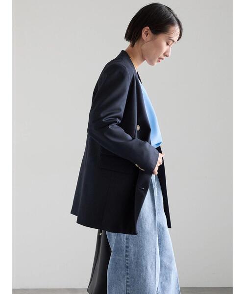 Te chichi（テチチ）の「ノーカラーダブルブレストジャケット（ノーカラージャケット・レディース・ベージュ/ネイビー・F）」の16枚目の写真