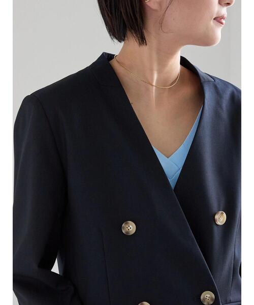 Te chichi（テチチ）の「ノーカラーダブルブレストジャケット（ノーカラージャケット・レディース・ベージュ/ネイビー・F）」の18枚目の写真