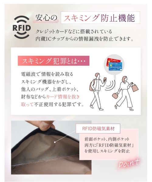 LASIEM(ラシエム)の「セキュリティポーチ パスポートケース レディース セキュリティバッグ スキミング防止 盗難防止 薄い 軽量(ボディバッグ/ウエストポーチ・レディース・ライトグレー/ピンク/グリーン/ブラック/グレー・FREE)」の14枚目の写真