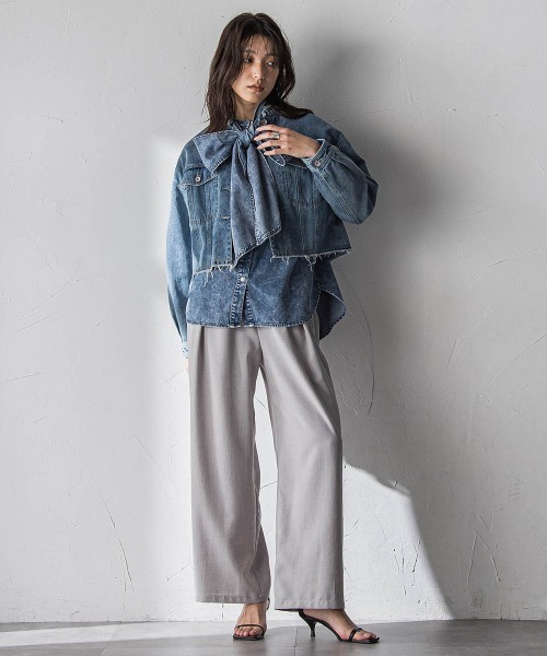 MAYSON GREY(メイソングレイ)の「デニムショートジャケット≪洗濯機で洗える≫(ダウンジャケット/コート・レディース・ブルー/ホワイト・M)」の11枚目の写真