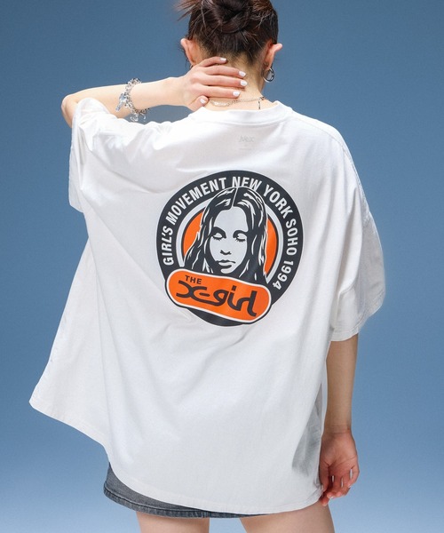 X-girl（エックスガール）の「CIRCLE LOGO AND FACE S/S BIG TEE DRESS（ワンピース・レディース・ブラック/ホワイト・S/M）」の5枚目の写真