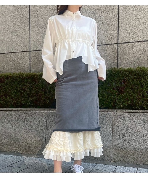 セール】ドローストリングウエストシャツ / Drawstring-Waist Shirt