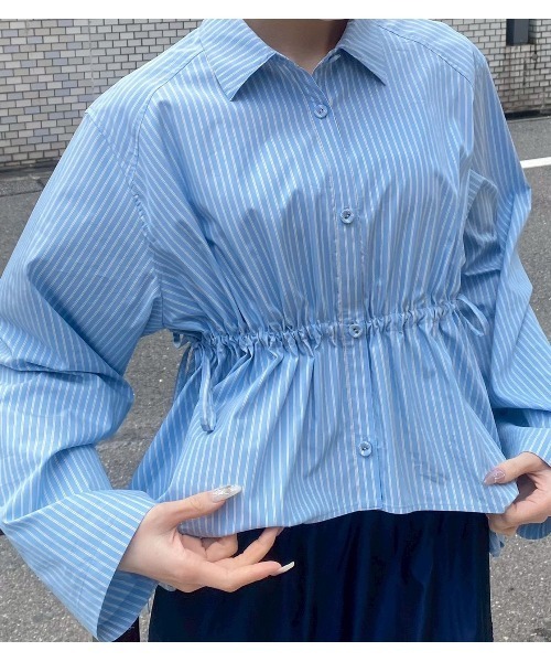 セール】ドローストリングウエストシャツ / Drawstring-Waist Shirt
