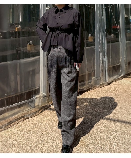 Drawstring-Waist Shirt ルシェルブルー　ブルーシャツ セール】ドローストリングウエストシャツ / Drawstring-Waist Shirt