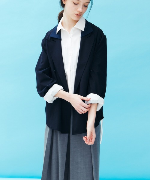 LE CIEL BLEU(ルシェルブルー)の「ドローストリングウエストシャツ / Drawstring-Waist Shirt(シャツ/ブラウス・レディース・ライトブルー/ブラック/オフホワイト・36)」の4枚目の写真
