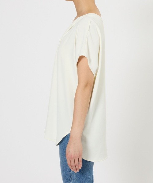 BARNYARDSTORM（バンヤードストーム）の「BARNYARDSTORM / ダブルクロスハーフスリーブブラウス【WEB限定カラー】（シャツ/ブラウス・レディース・ピンク/ホワイト/モカ/ブラック・S/M）」の12枚目の写真