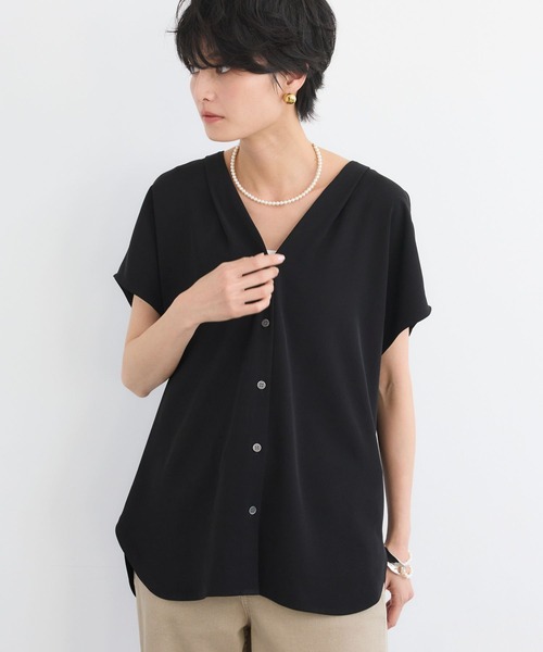 BARNYARDSTORM（バンヤードストーム）の「BARNYARDSTORM / ダブルクロスハーフスリーブブラウス【WEB限定カラー】（シャツ/ブラウス・レディース・ピンク/ホワイト/モカ/ブラック・S/M）」の19枚目の写真