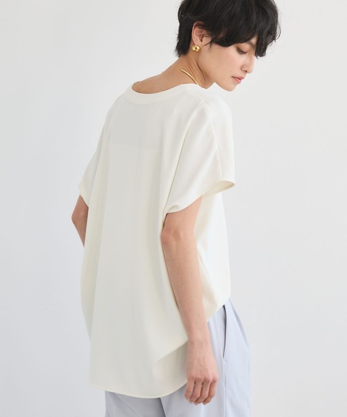 BARNYARDSTORM（バンヤードストーム）の「BARNYARDSTORM / ダブルクロスハーフスリーブブラウス【WEB限定カラー】（シャツ/ブラウス・レディース・ピンク/ホワイト/モカ/ブラック・S/M）」の6枚目の写真