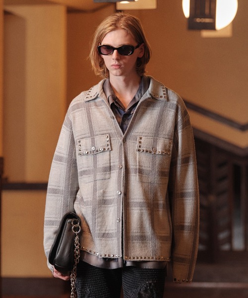 amok(アモク)の「KNIT CHECK SHIRT(シャツ/ブラウス・メンズ・ブラック/ミント・M/S)」の2枚目の写真